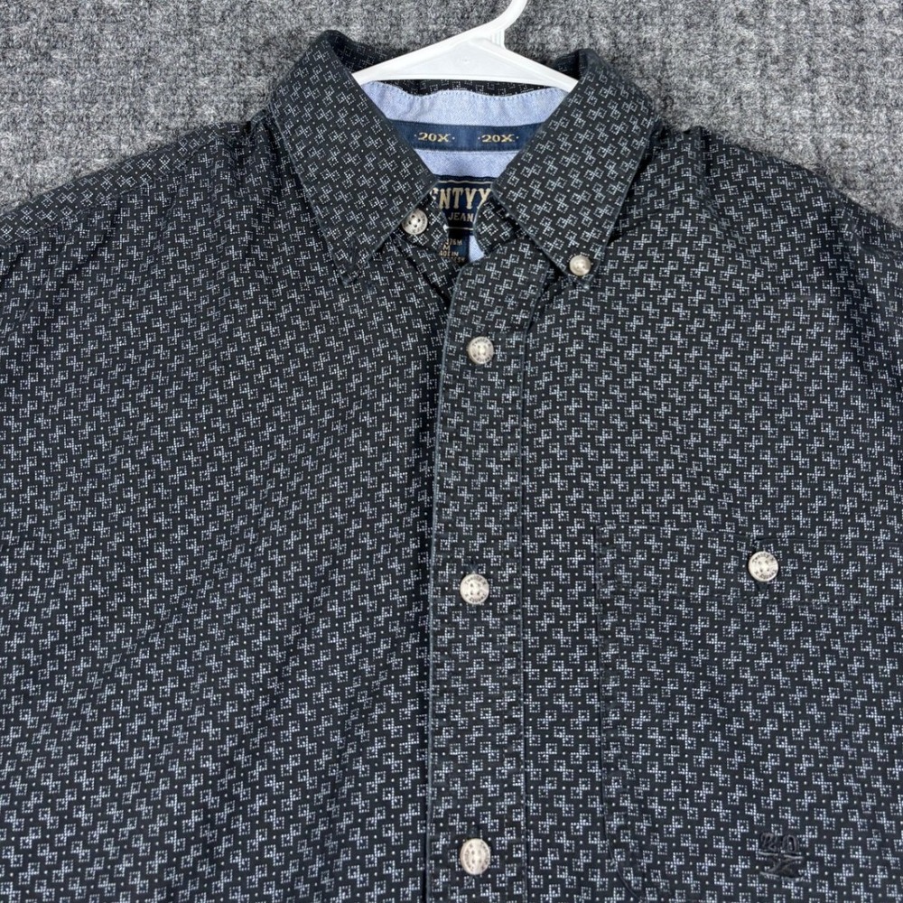 Wrangler 20X Western Button Down Shirt Geometric Diamond Print Size M Black